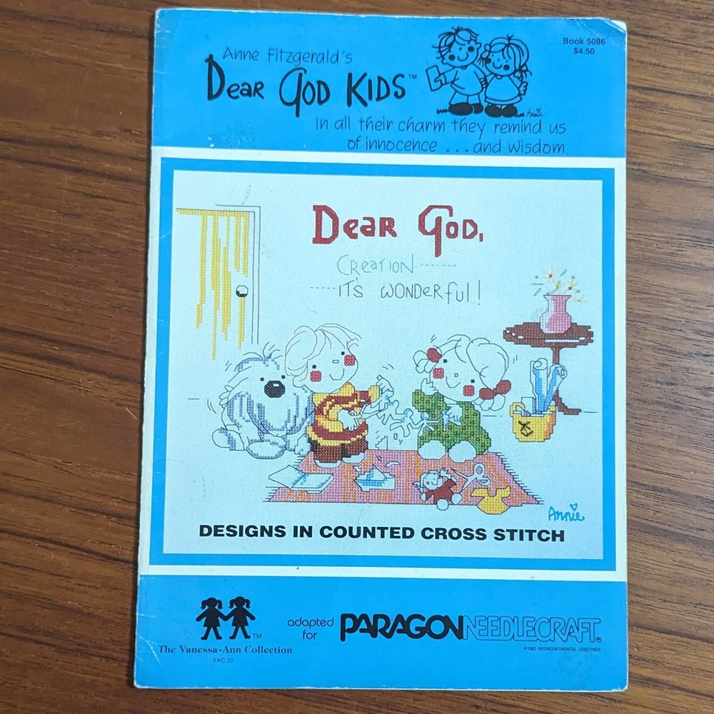 Dear God Kids Cross Stitch Pattern Book 1983
